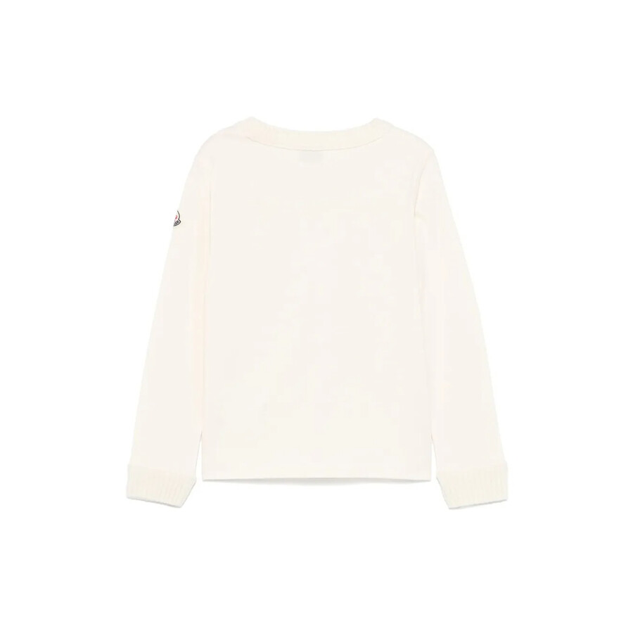 Moncler Enfant Wool Logo Patch Crewneck T-shirt In White