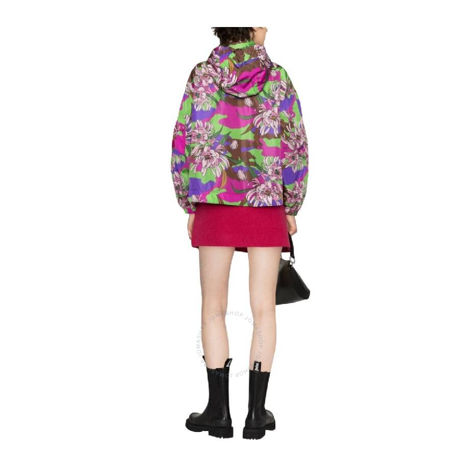 Moncler Severau Floral-print Jacket In Blue