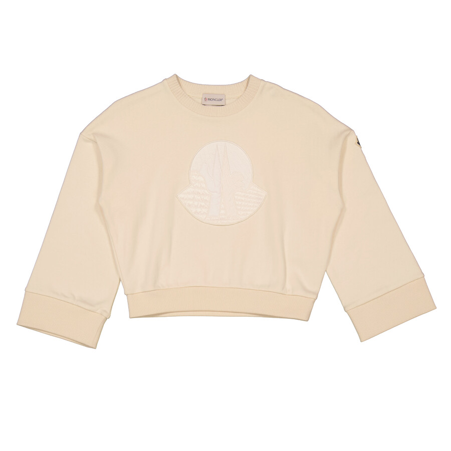 Girls Cream Long Sleeve Logo Patch Cotton Sweatshirt