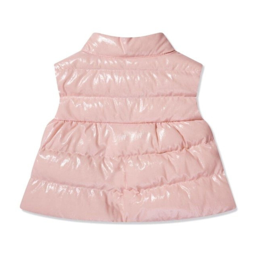 Moncler Girls High-shine Padded Gilet In Pink