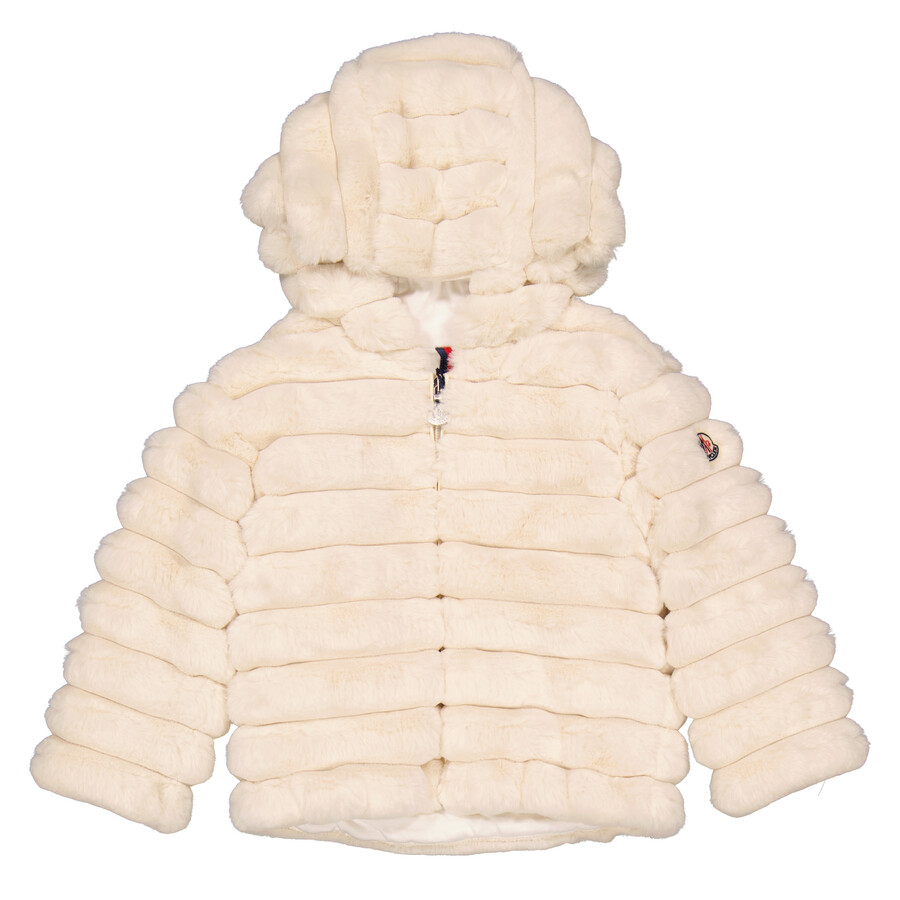 Girls Natural Latife Faux-Fur Quilted Jacket, Size 12/18M