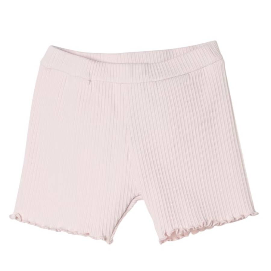 Girls Ribbed Knit Scallop Hem Shorts