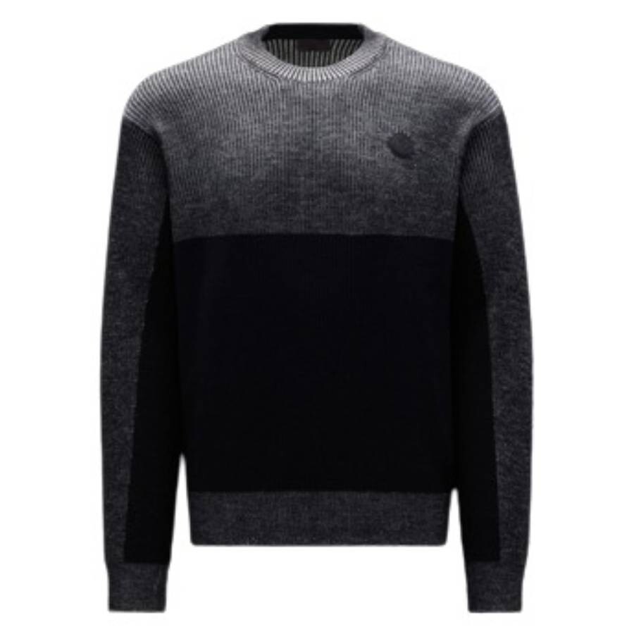 Moncler Girocollo Long Sleeve Pullover Sweater In Grey