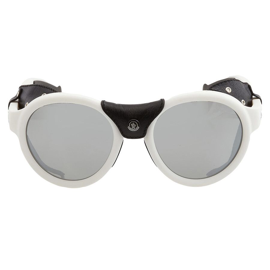 Shop Moncler Grey Round Unisex Sunglasses Ml0046 21c 52