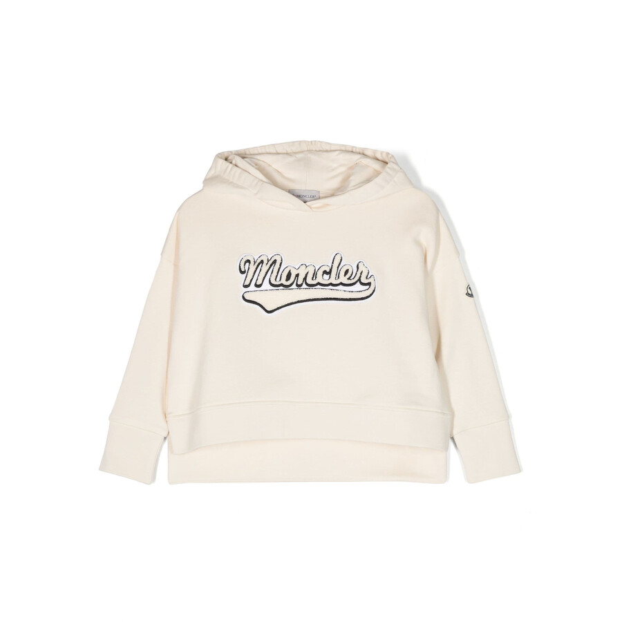 Moncler Enfant Logo Flocked Long-Sleeved Hoodie, Size 4Y