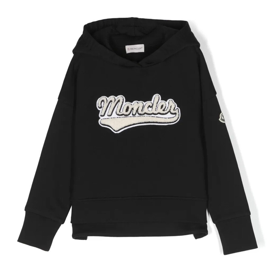 Moncler Kids Applique-logo Hoodie In Black