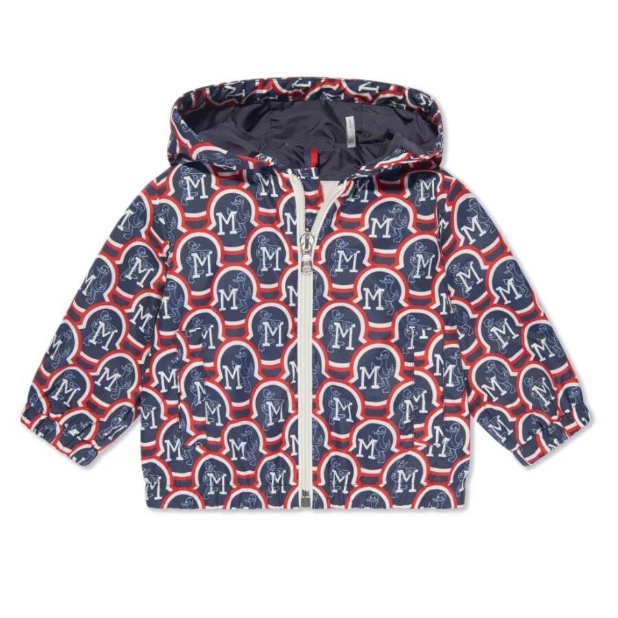 Moncler Kids Clarinet Monogram Hooded Jacket In Blue