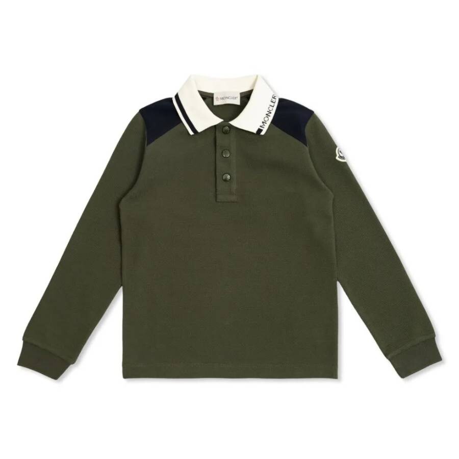 Kids Contrast Tip Long-Sleeve Polo Shirt