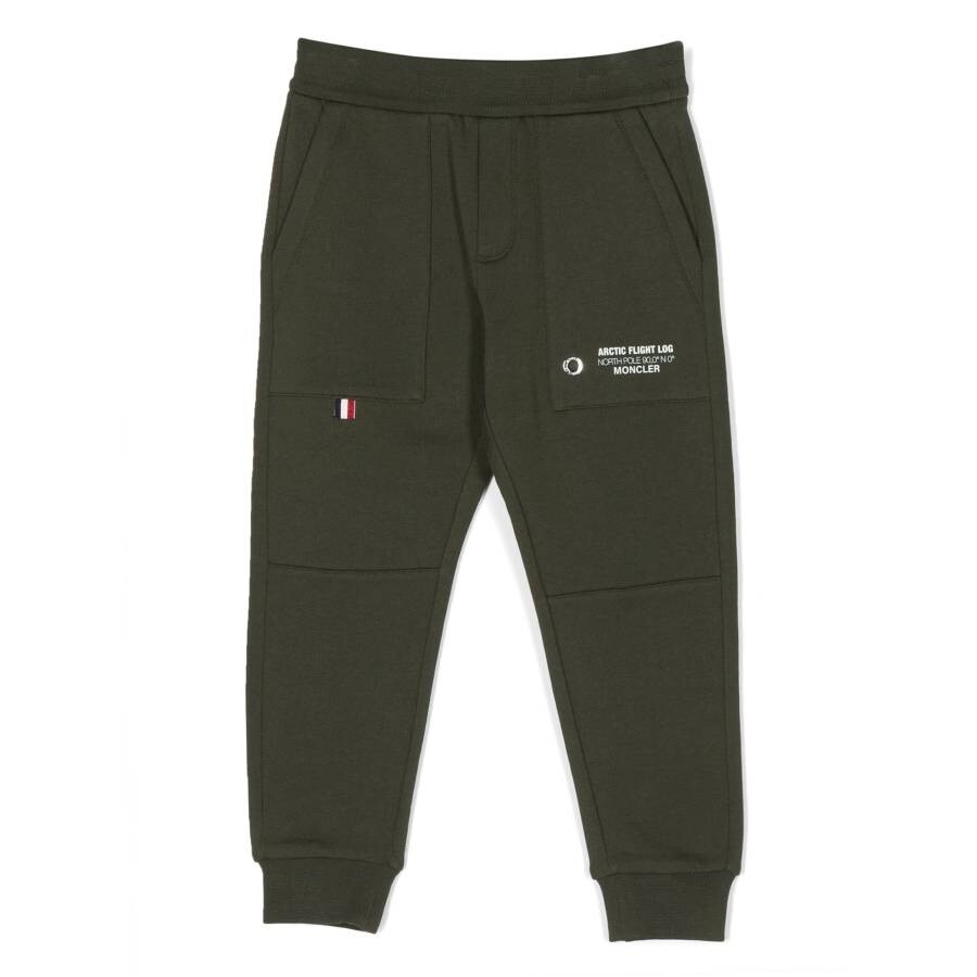 Kids Dark Green Logo Fleece Track Pants