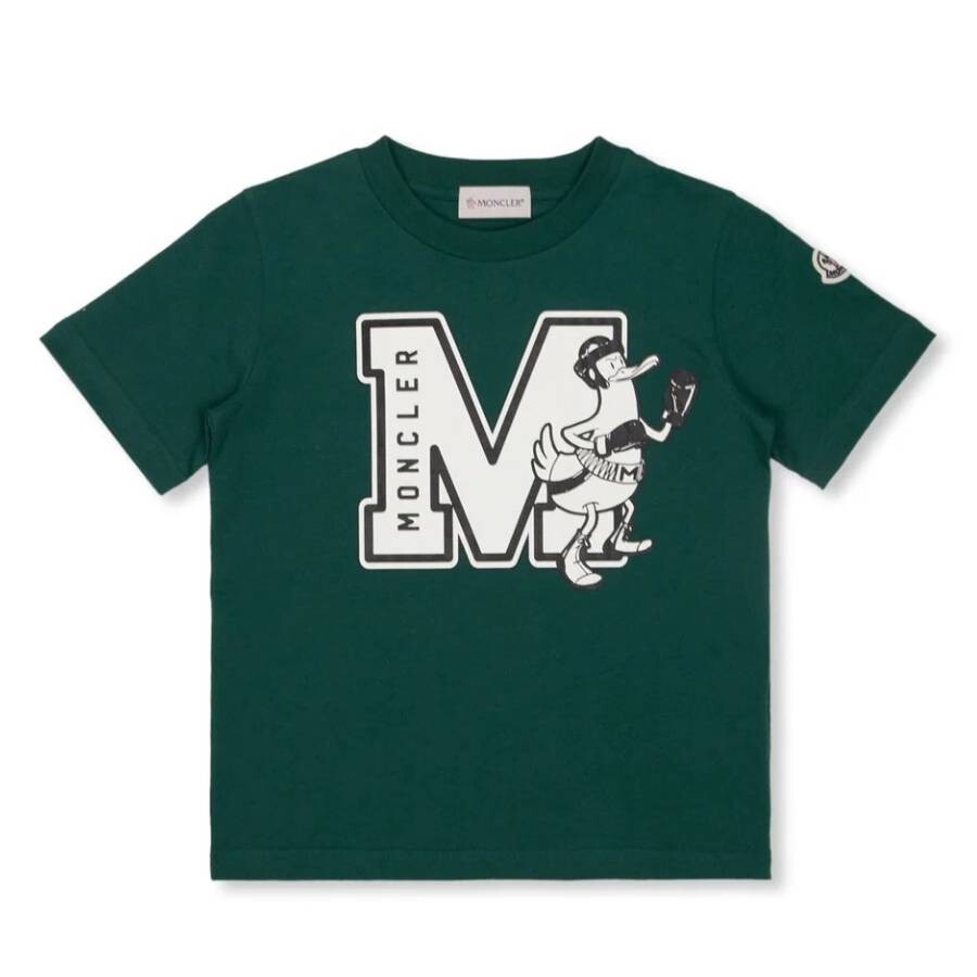 Kids Dark Green Logo Print T-Shirt