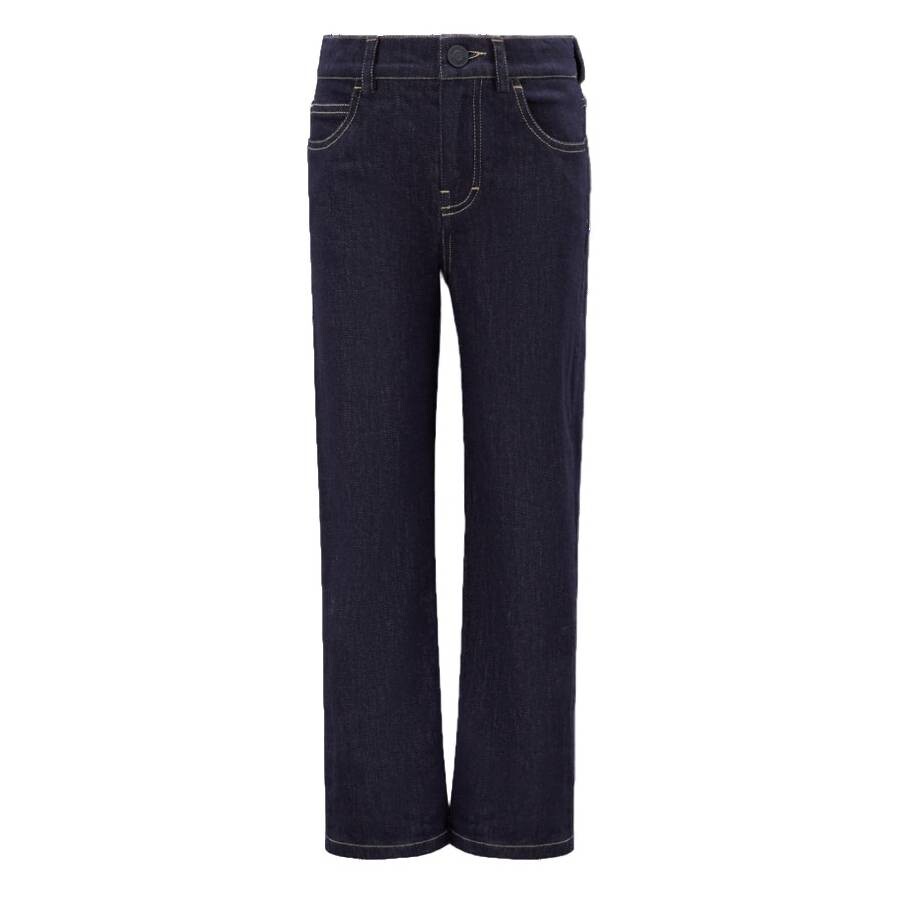 Moncler Kids Embroidered Straight-leg Denim Jeans In Blue