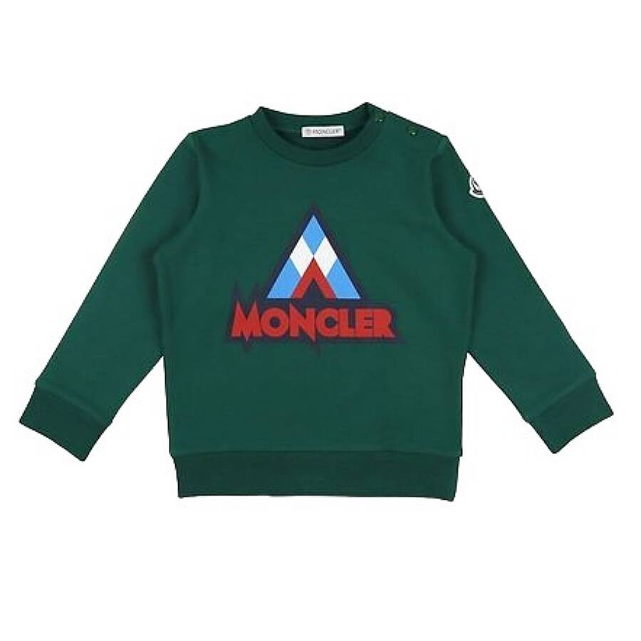 Moncler Kids Logo Printed Long Sleeve Sweatshirt In Green