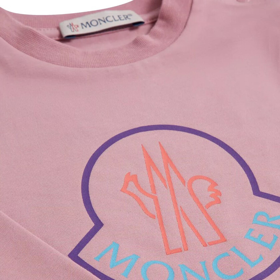 Moncler Kids Logo-print Long-sleeve T-shirt In Pink