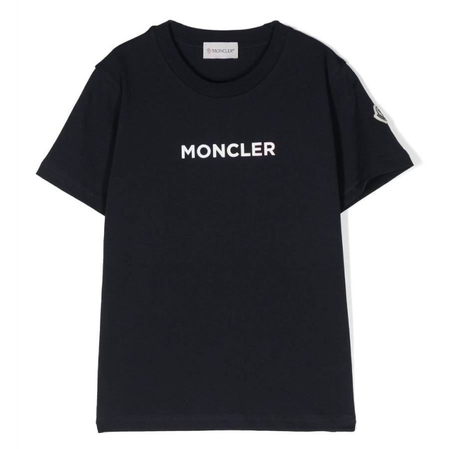 MONCLER キッズTシャツ Moncler Kids Navy Embroidered Logo Cotton T-Shirt, Size 12A