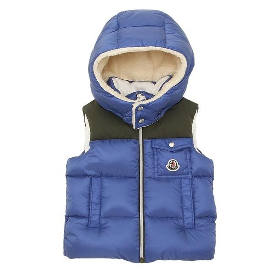 Kids Turquoise Logo Patch Hooded Padded Vest