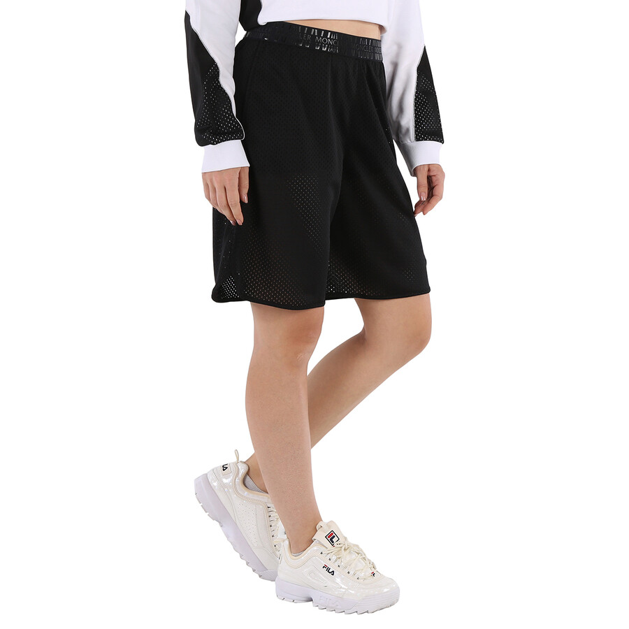 Moncler Ladies Black Logo-waistband Shorts | ModeSens