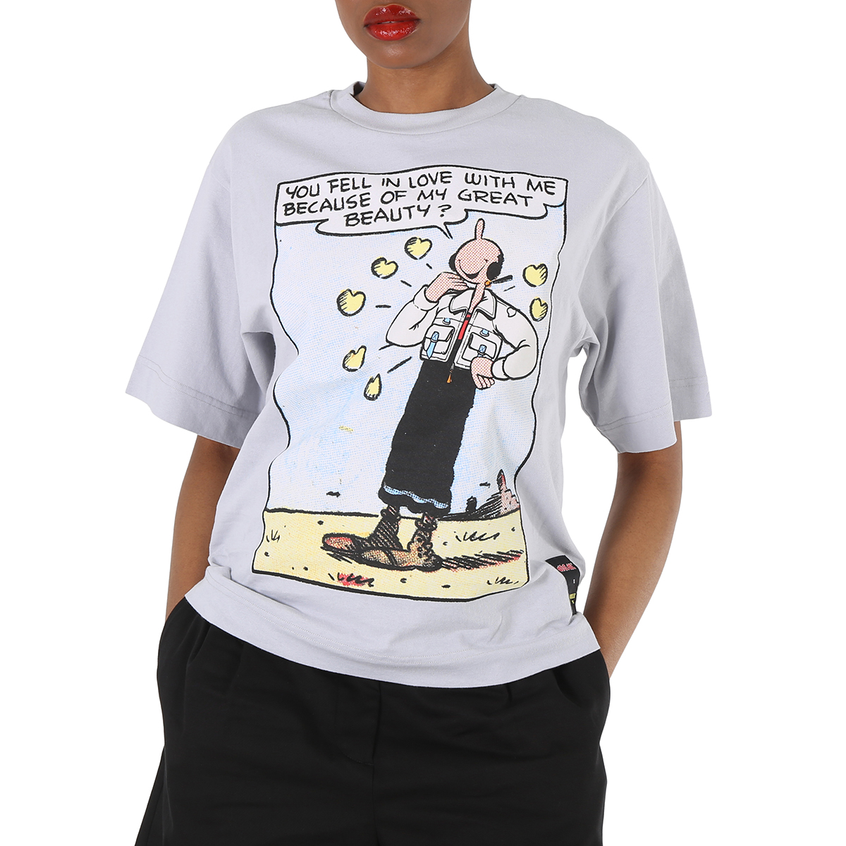 モンクレール OLIVIA.！ Moncler Ladies Blue Olivia Oyl Graphic Print T-Shirt, Size X-Small