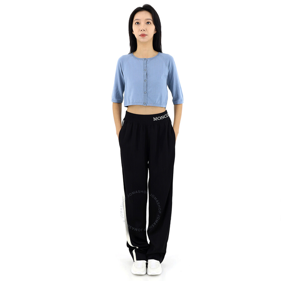 Moncler Ladies Side Stripe Tracksuit Pants In Black In Black