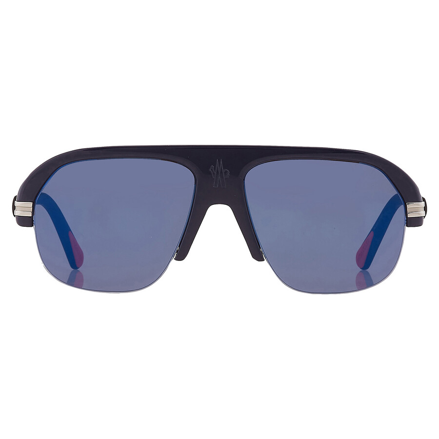 Moncler Lodge Blue Mirror Navigator Men's Sunglasses Ml0267 91x 57 In Purple