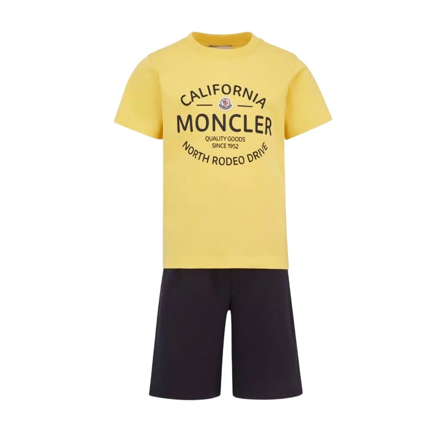 Moncler Logo-print Cotton T-shirt Set In Yellow