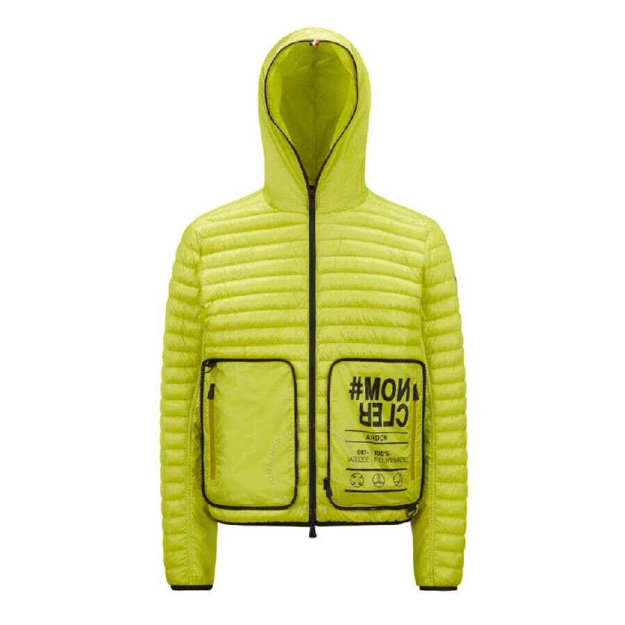 Moncler Logo-print Padded Down Jacket In Yellow
