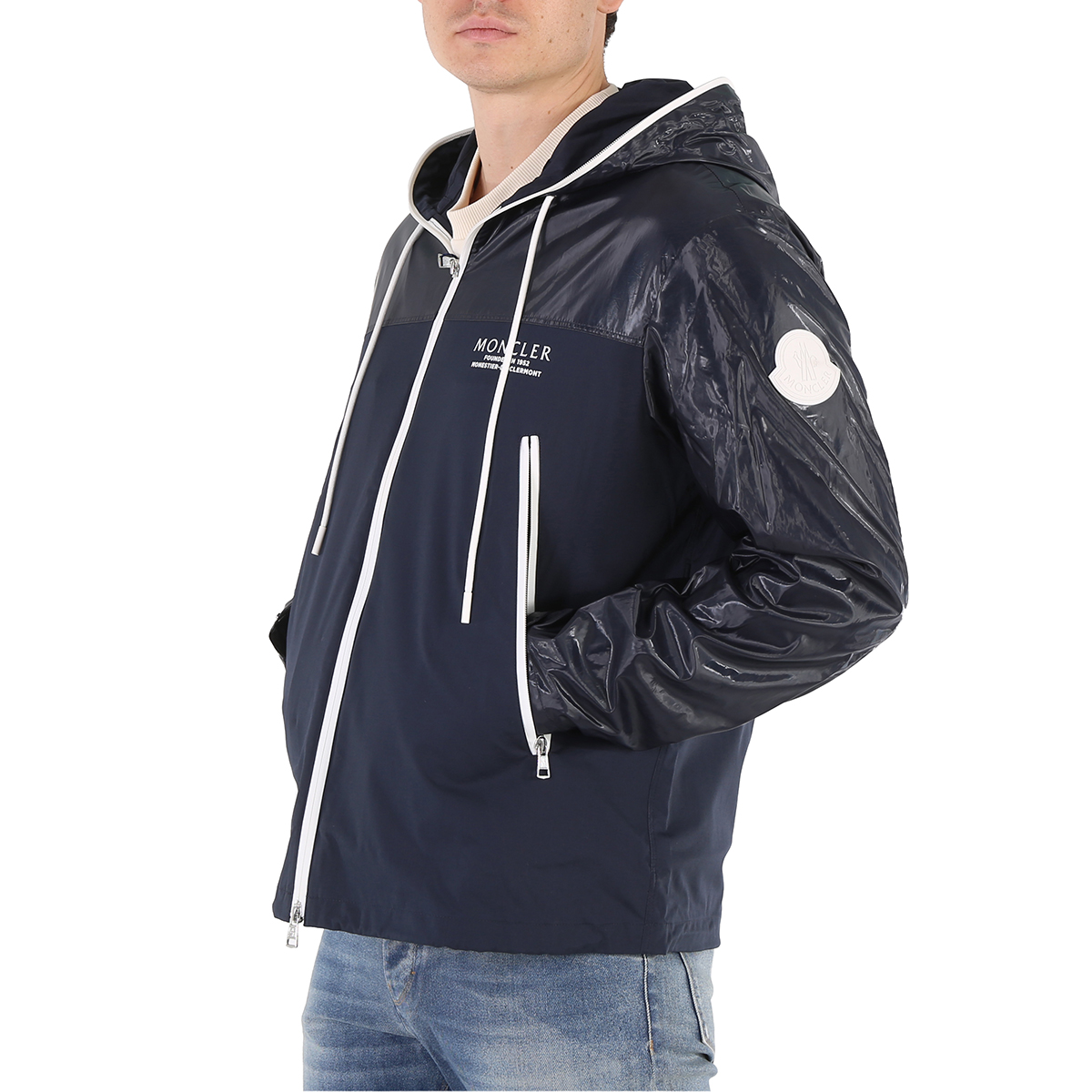 Shop Men's Navy Vaugirard Logo Hooded Jacket on Sale at