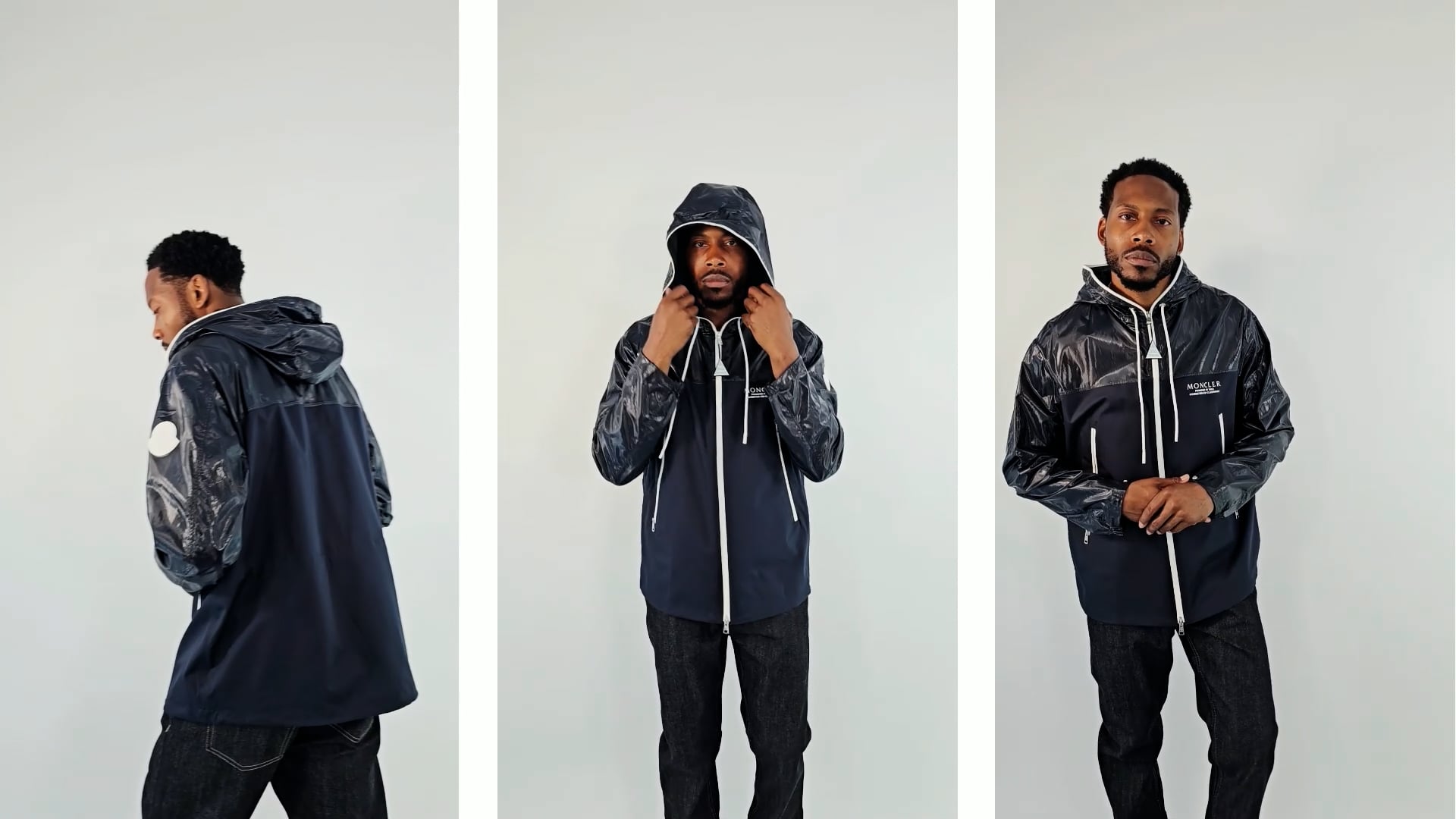 Moncler Men's Navy Vaugirard Logo Hooded Jacket, Brand Size 4 (X