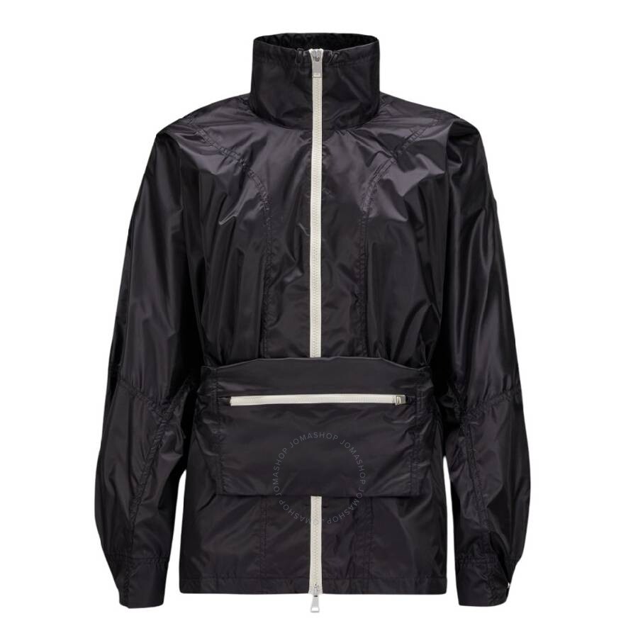 Moncler Belt Bag-detail Zip-up Jacket In Black