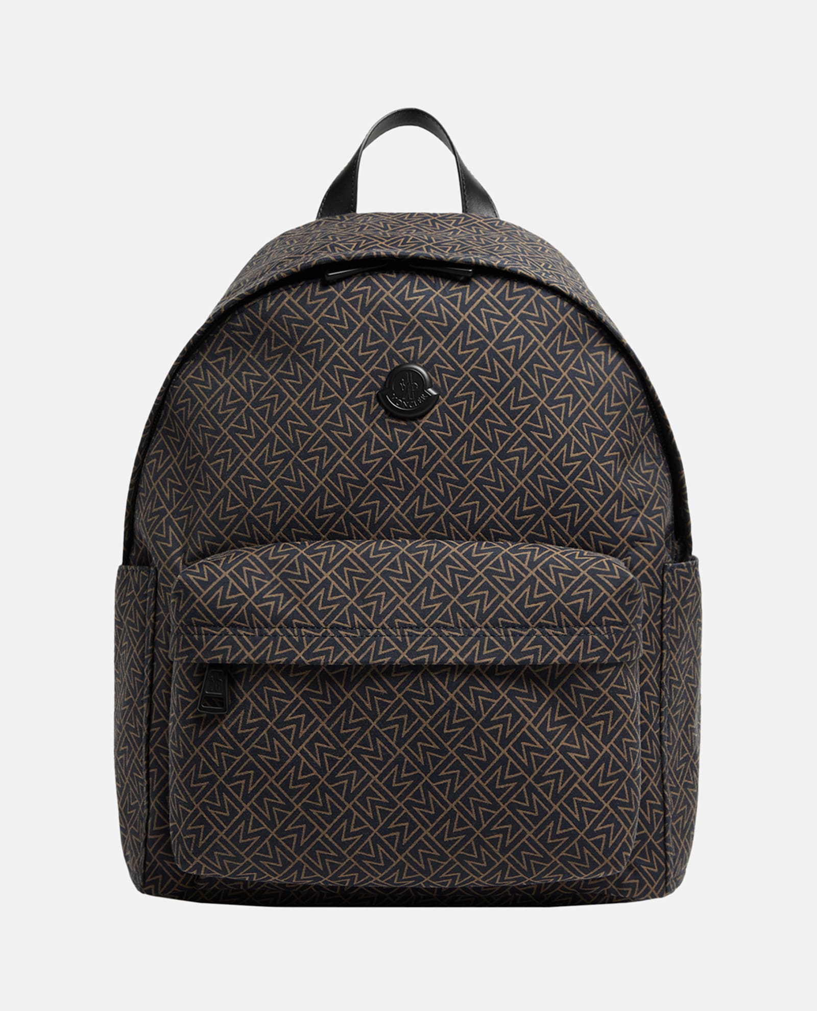 Moncler Two Way Zipped Monogram Printed Backpack In Brown