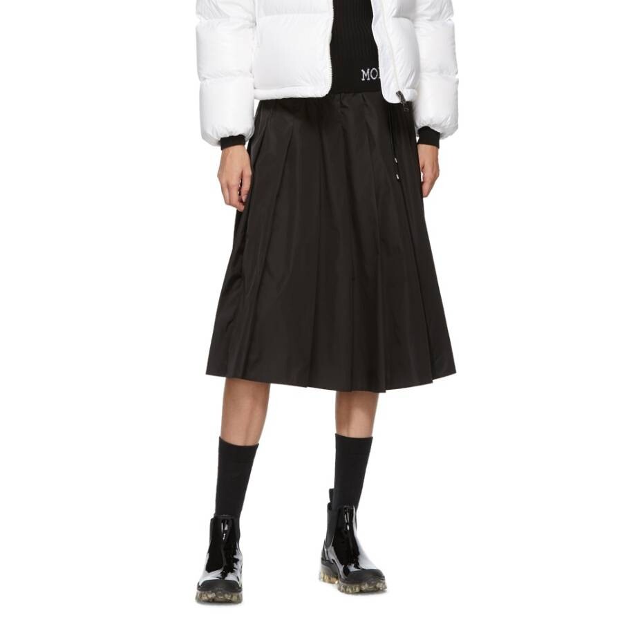 Moncler Pleated Midi Skirt In Black