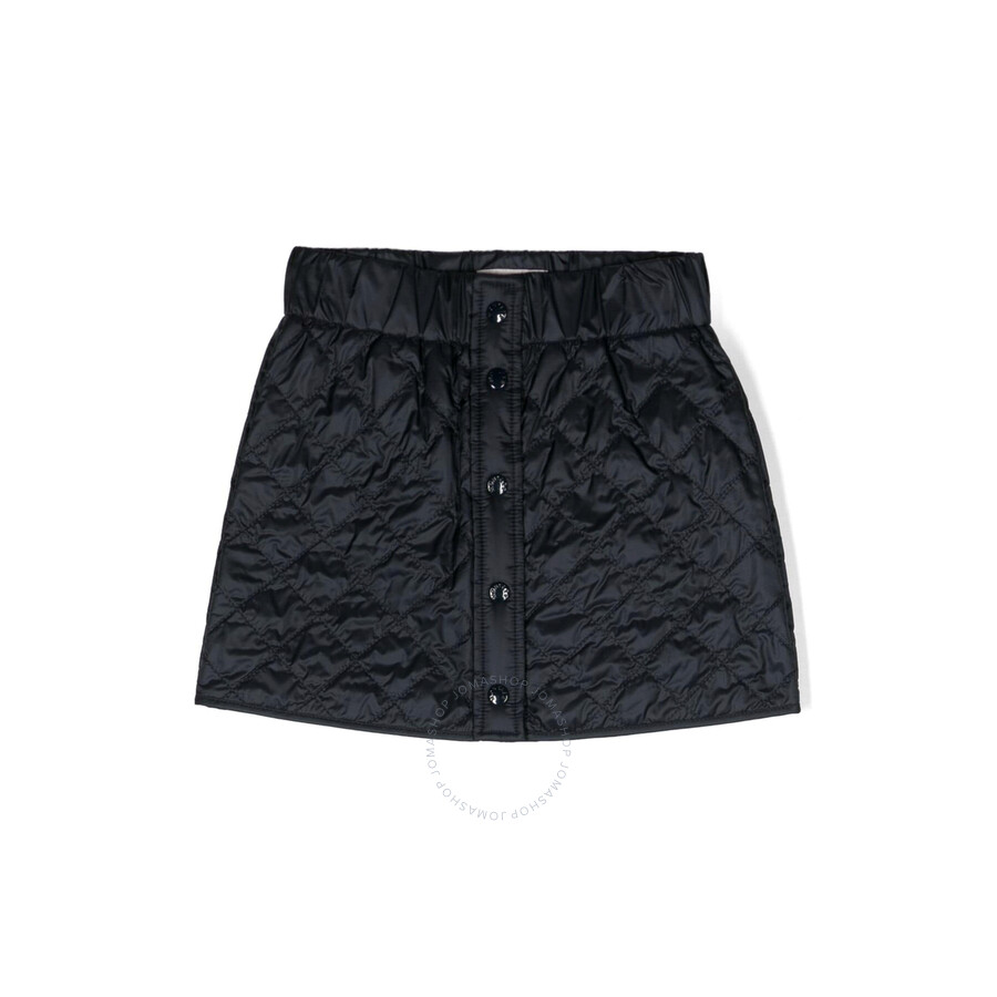 Moncler Kids Logo-patch Quilted Miniskirt In Pink