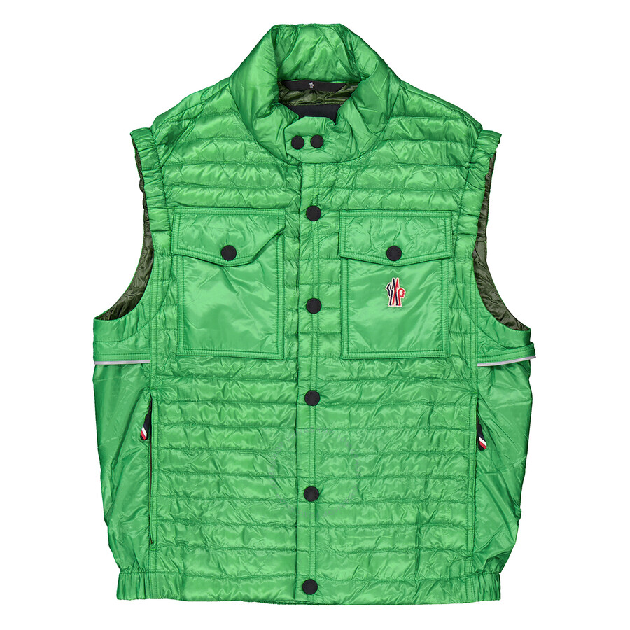 Moncler Recycle Patch Padded Vest In Green