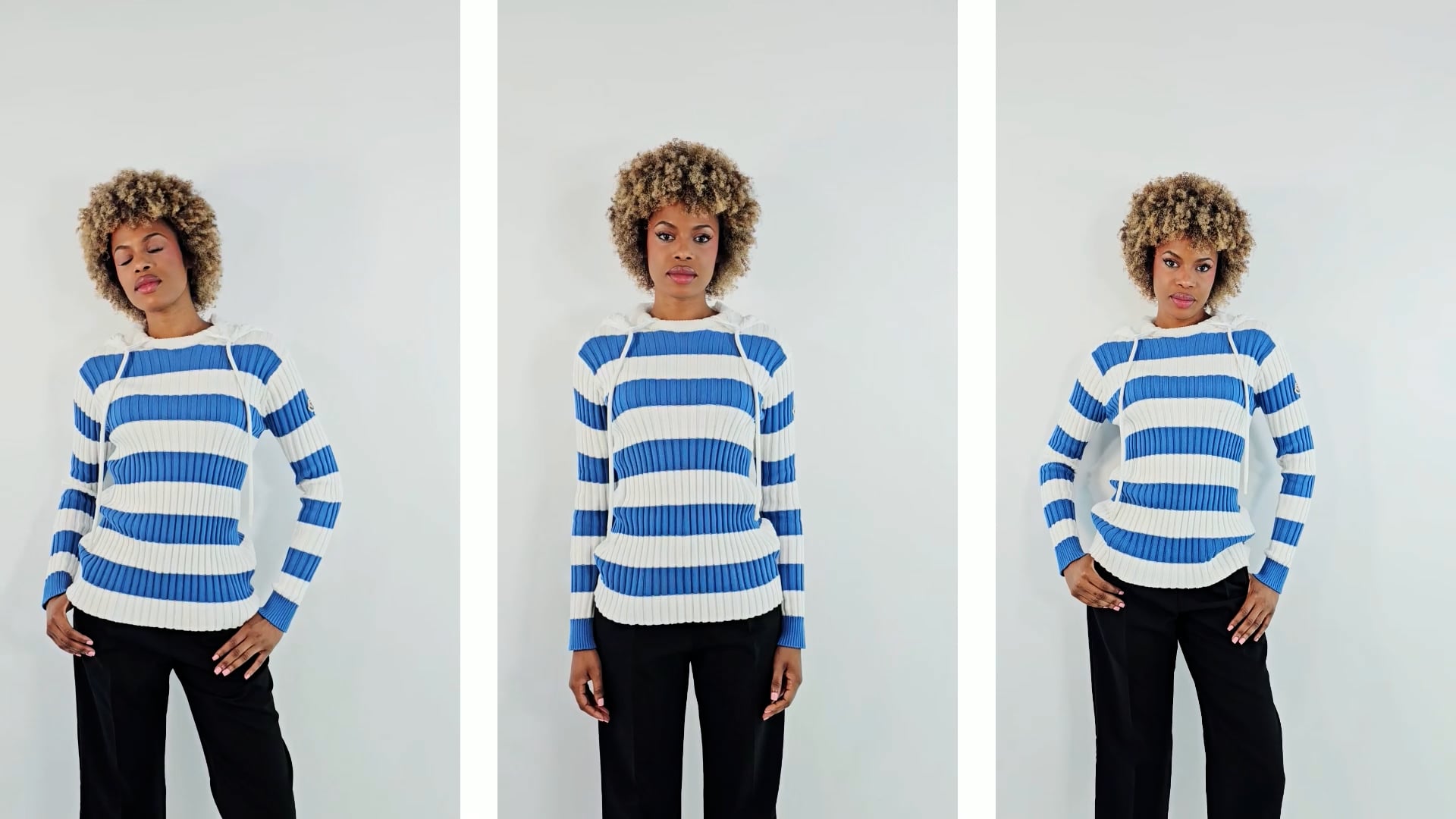 トップス [koya ] Moncler-Striped Knit Sweater Moncler Striped Knitted Cotton Hoodie, Size Large