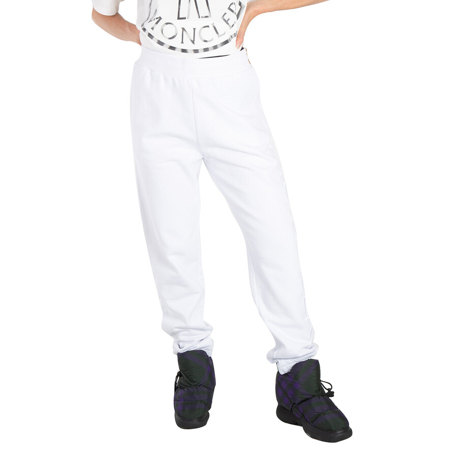 White Logo Embroidered Cotton Sweatpants