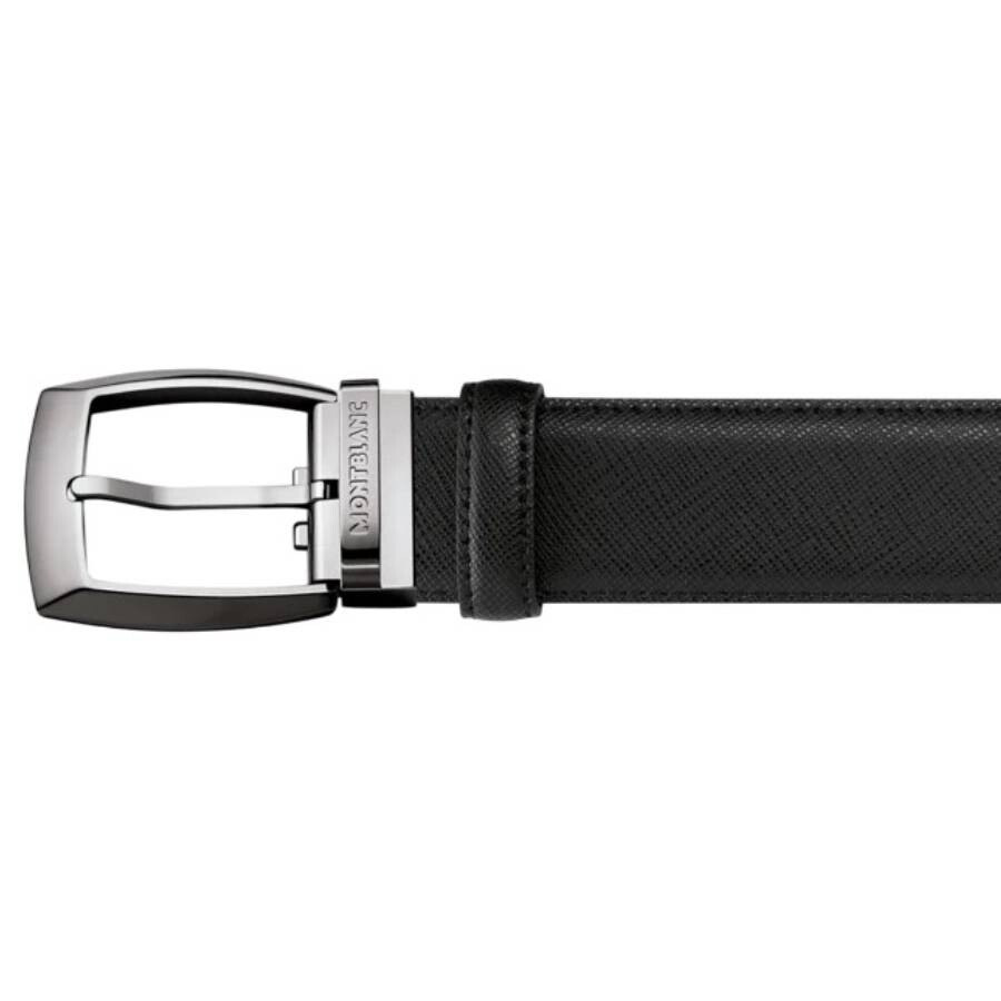Black 35 mm Saffiano Printed Leather Belt
