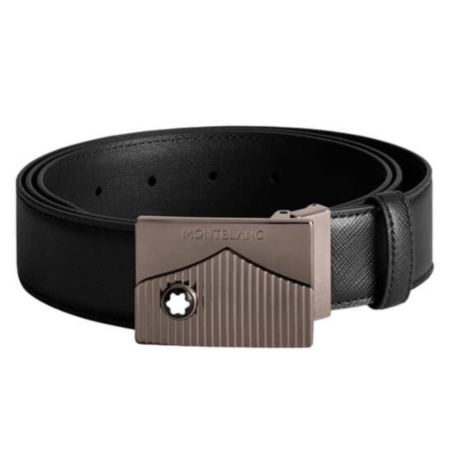 Black 35 mm Saffiano-Printed Leather Belt