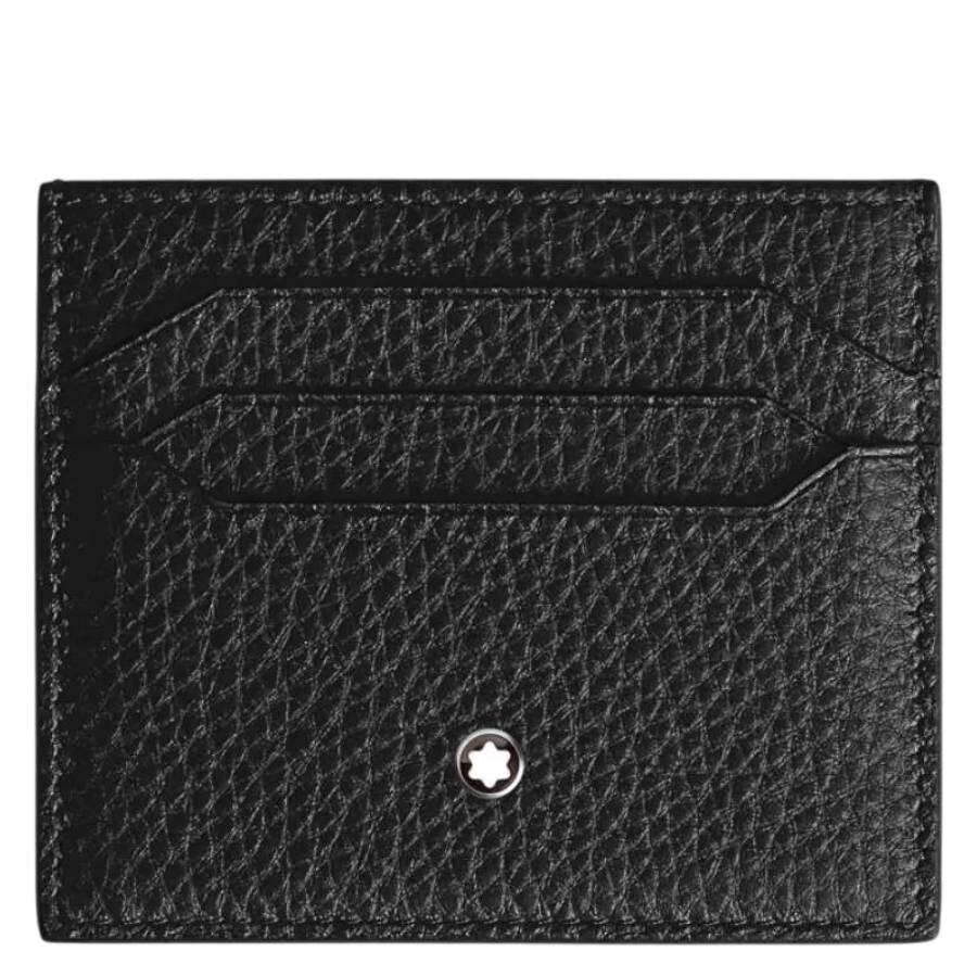 Montblanc Black Grain Leather 6cc Card Holder In Black