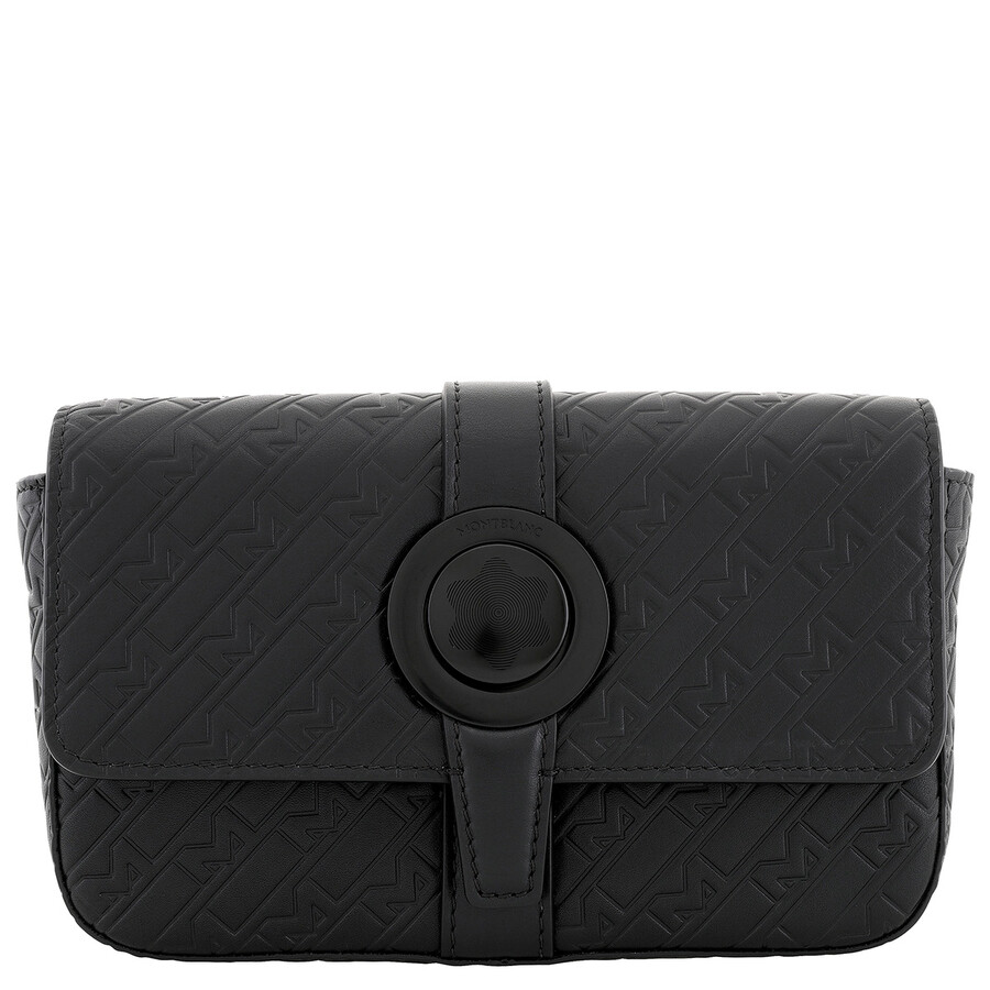 Montblanc Black Leather M Print Ultrablack Crossover Clutch