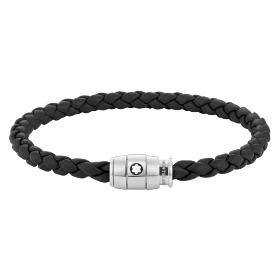 Montblanc Black Woven Leather Bracelet In Black