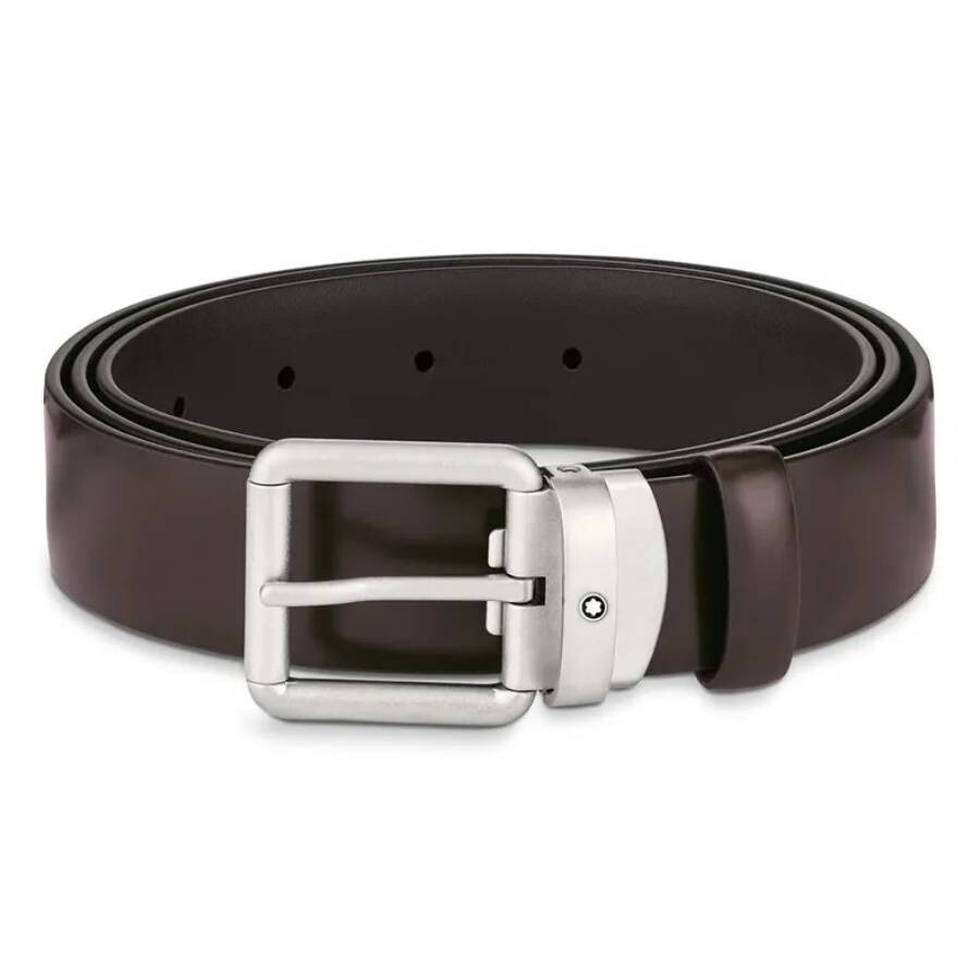 Montblanc Brushed Brown 30 Mm Leather Belt In Brown