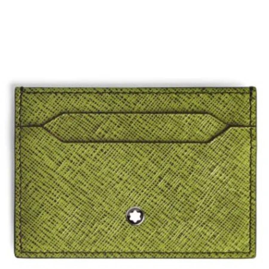 Montblanc Mens Multi-coloured Sartorial Logo-branded Leather Card Holder In Green