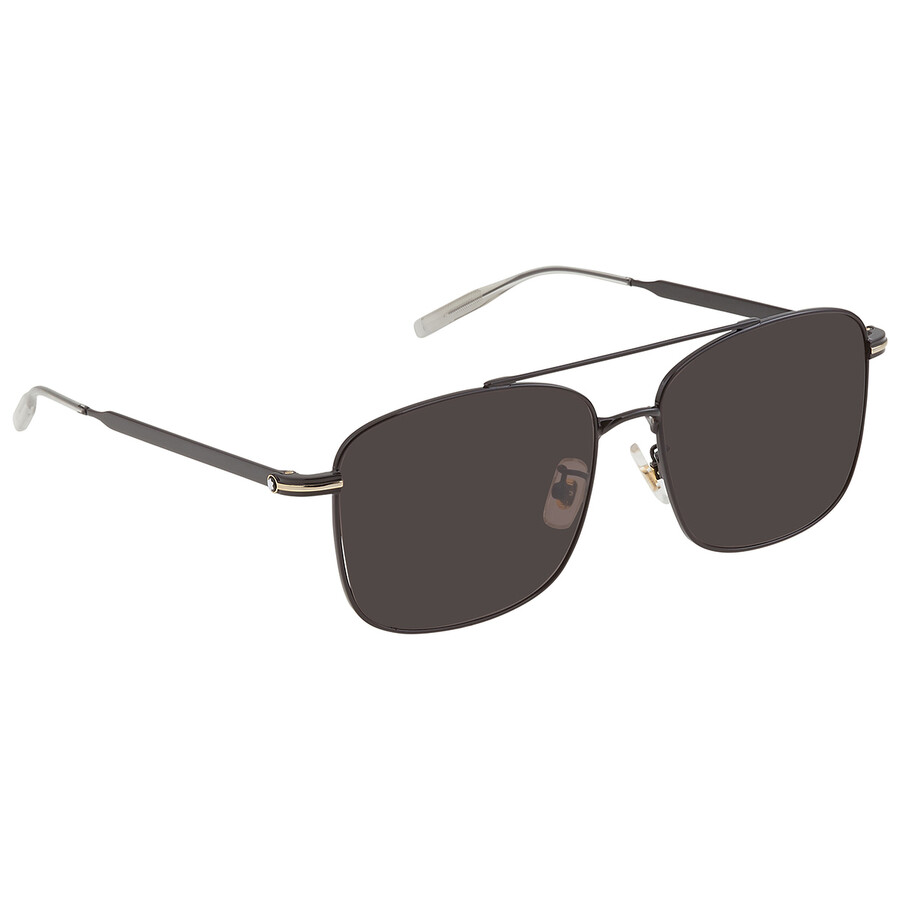 Montblanc Grey Square Men's Sunglasses Mb0236sk 001 60 In Brown