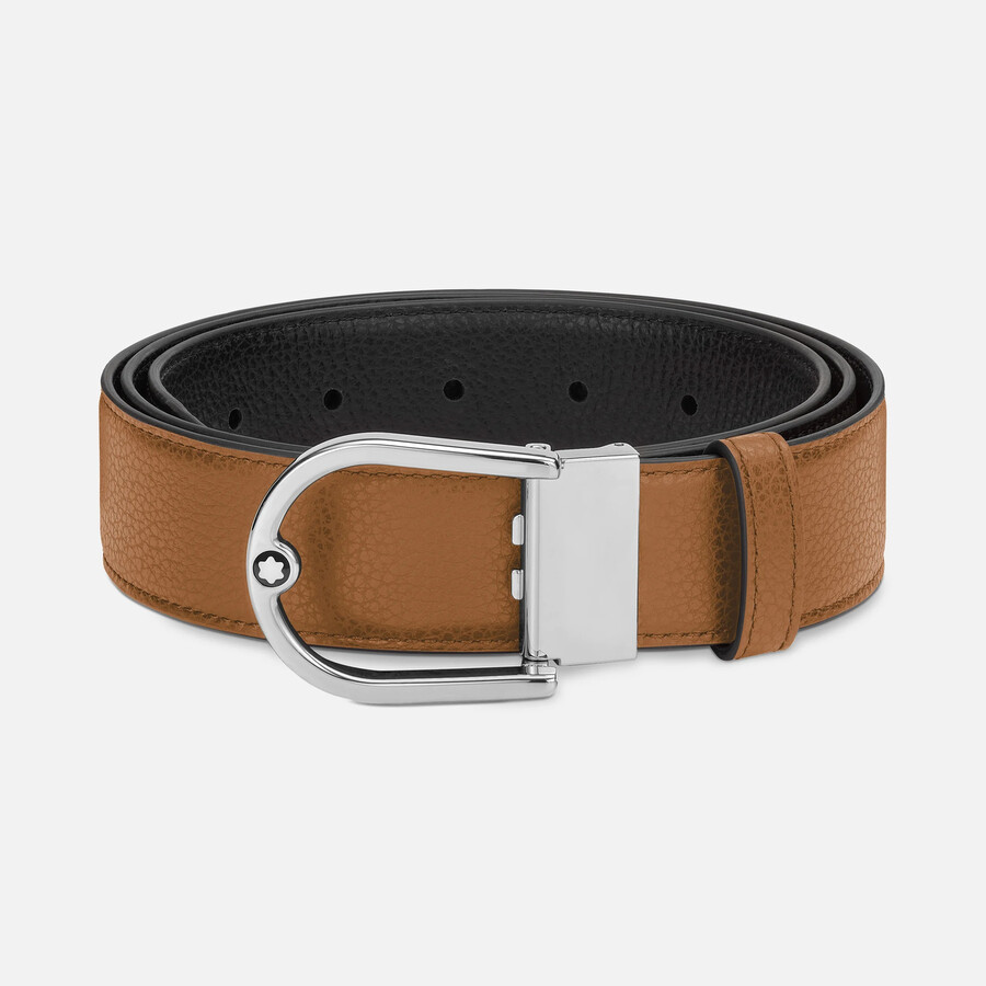 Horseshoe Buckle Grainy 35mm Reversible Leather Belt Horseshoe Buckle Grainy 35mm Reversible Leather Belt
