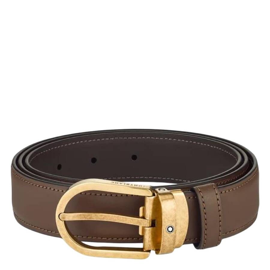 Horseshoe Vintage Yellow Gold Finish 30mm Leather Belt
