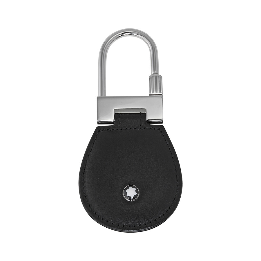 Montblanc Meisterstuck Black Leather And Steel Key Fob 14085 In Black