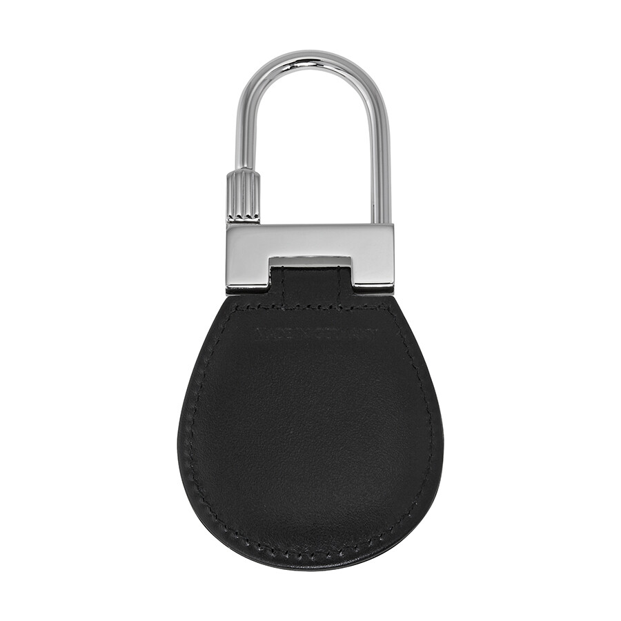 Montblanc Meisterstuck Black Leather And Steel Key Fob 14085 In Black