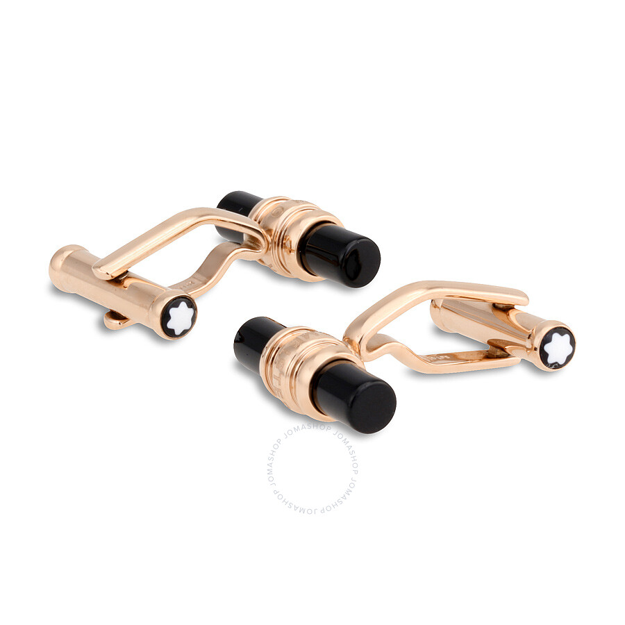 Montblanc Meisterstuck Rose GoldTone PVD Onyx Cufflinks 111310