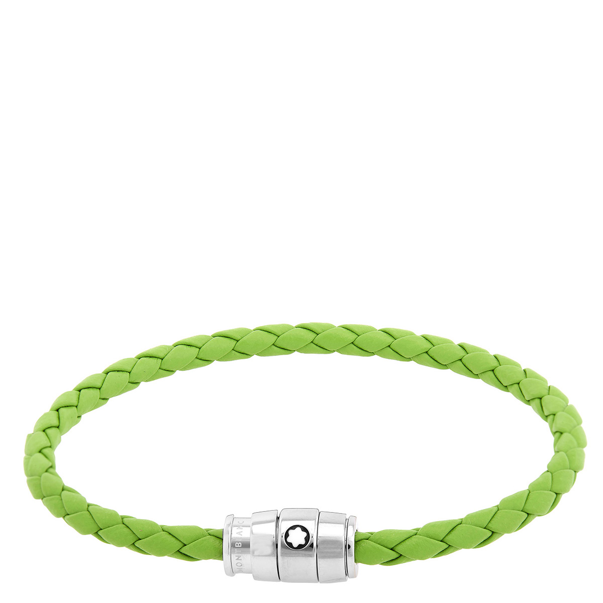 mon Montblanc Meisterstuck Steel & Lime Leather Bracelet, Size 63