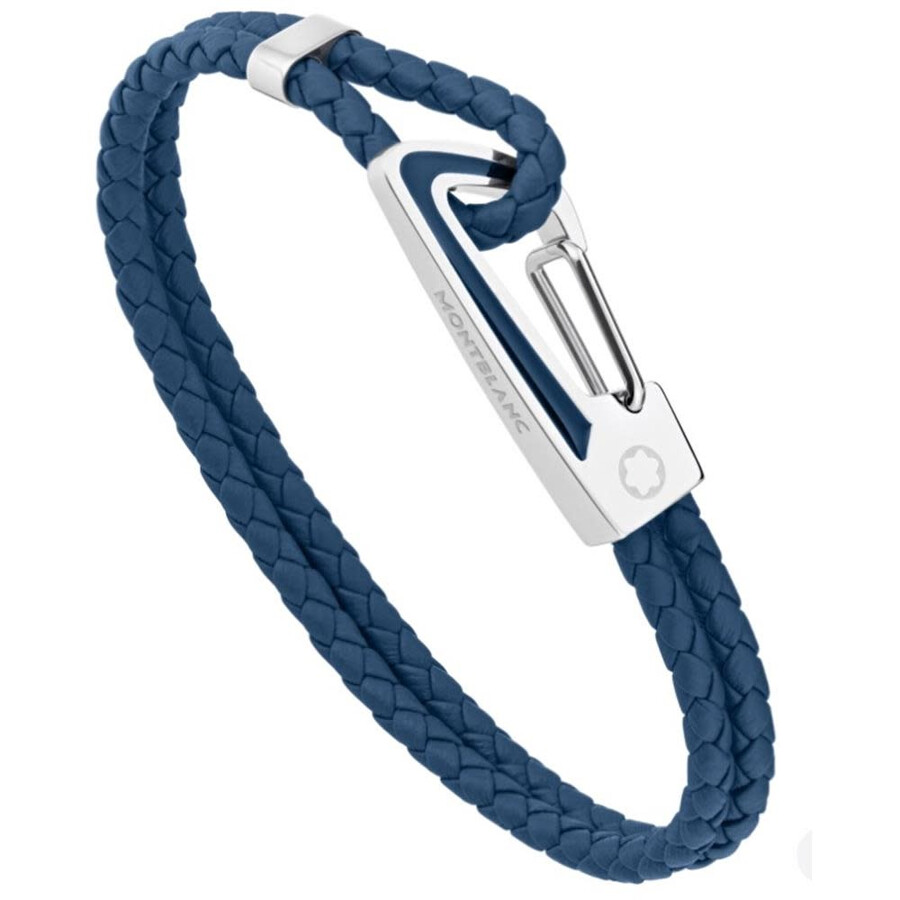 Montblanc Men's Blue Woven Bracelet, Size 68 11855468 4017941909145