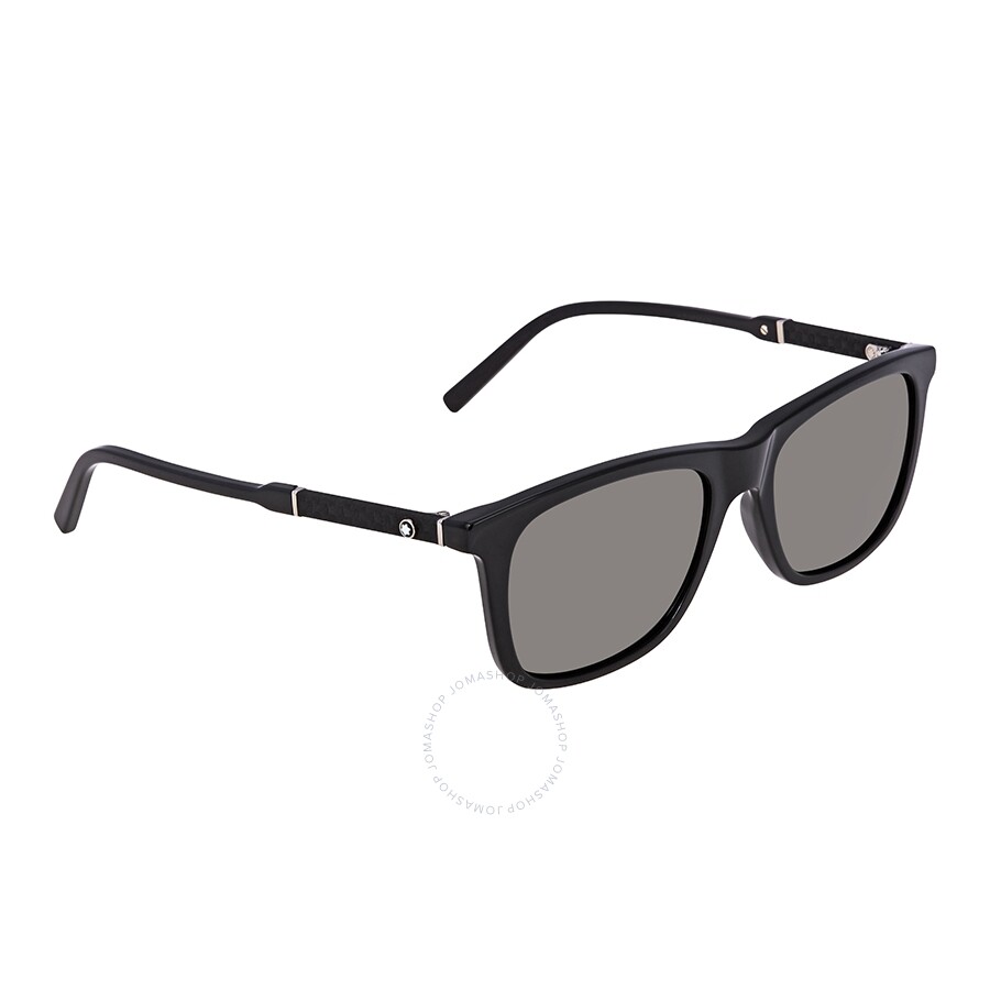 Mont Blanc MB 606S 01D Black Grey Polarized Rectangular Men Sunglasses 54mm New